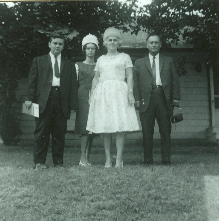 1226.jpg - Raymond, Brenda, Estella, Harry Nafziger.  1965c  from Milverton, Ont, CA