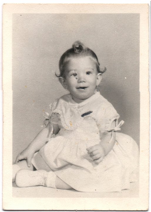 1410A.jpg - Carol Ann Widmer, age 10 mo.  Nov 1961.  "This is the latest out and probably the last model to be in the production line!"