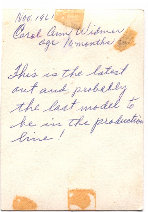 1410B.jpg - Nov 1961  Carol Ann Widmer, age 10 mo.  This is the latest model out and proably the last model to be in the production line.